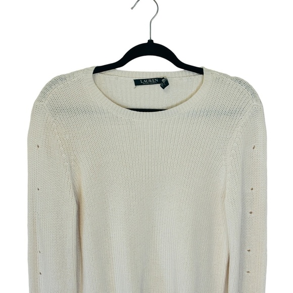 Lauren Ralph Lauren Cream (Missing laces) Perforated Sleeve SZ Medium Sweater - Picture 3 of 11